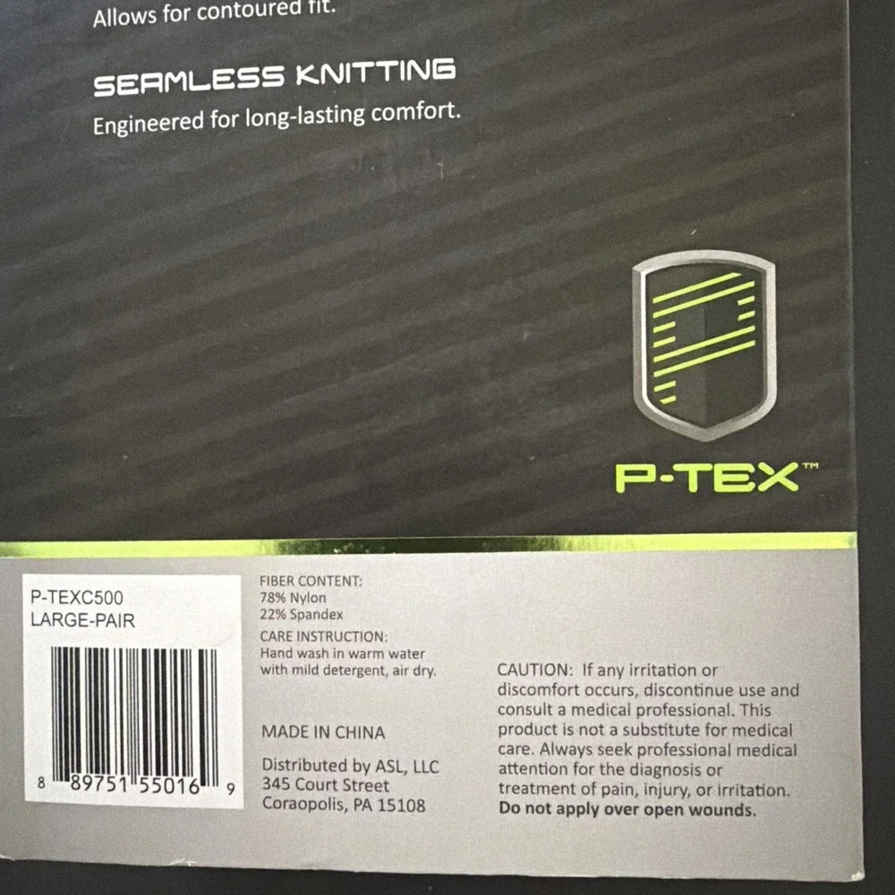 P-TEX Pro Knit Compression Calf Sleeves Black Gray Large Pair RN 104141